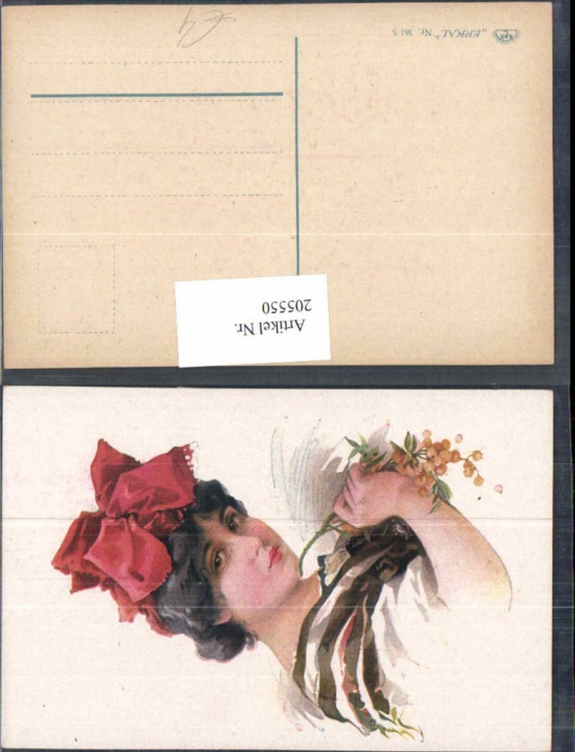 205550,Künstler AK Frau m. Haarschmuck Portrait Haarschlaufe Glamour