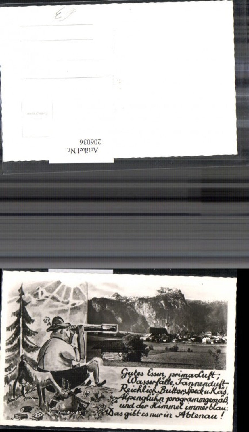 206036,Abtenau Totale Spruch Text Mann m. Fenrglas Ziege