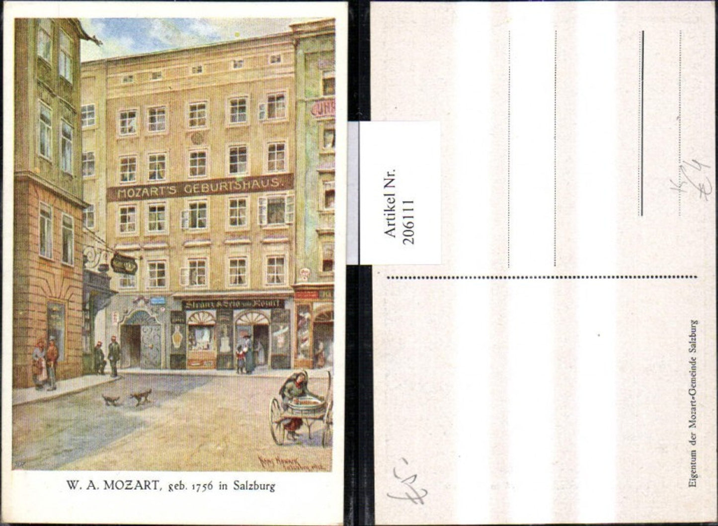 206111,Künstler AK Hans Nowack Salzburg Mozart Geburtshaus