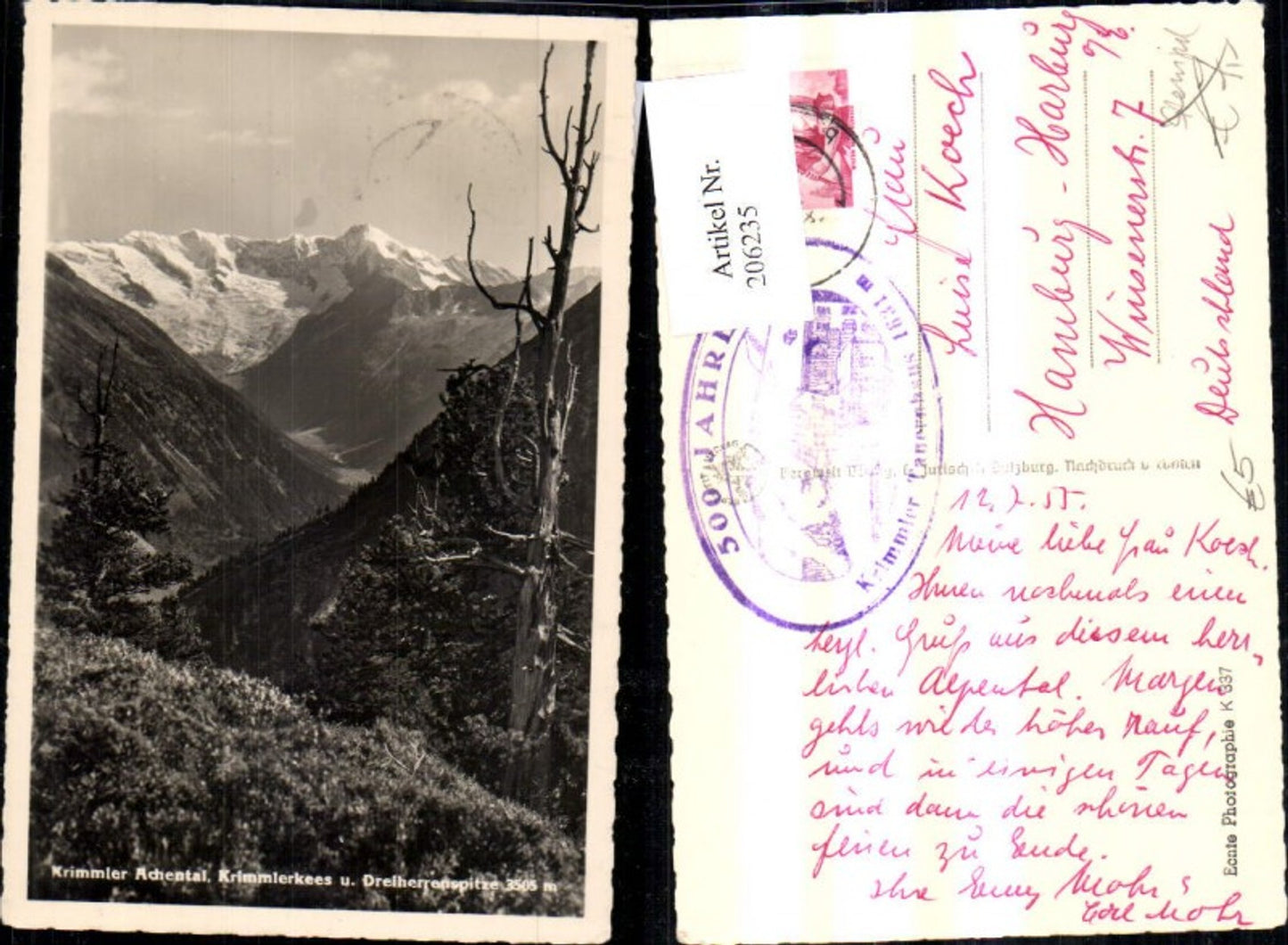 206235,Krimmler Achental Krimmlerkee u. Dreiherrenspitze Krimml Oberkrimml