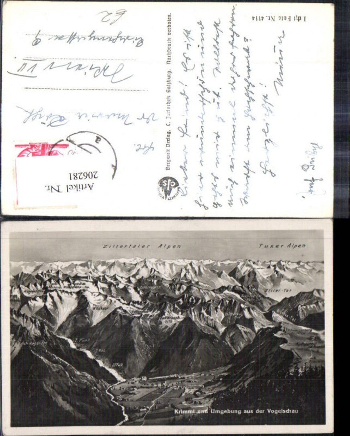 206281,Krimml u. Umgebung a. d. Vogelschau Gipfelkarte