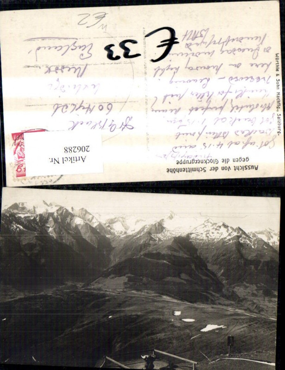 206288,Zell a. See Aussicht v. d. Schmittenhöhe geg. d. Glocknergruppe