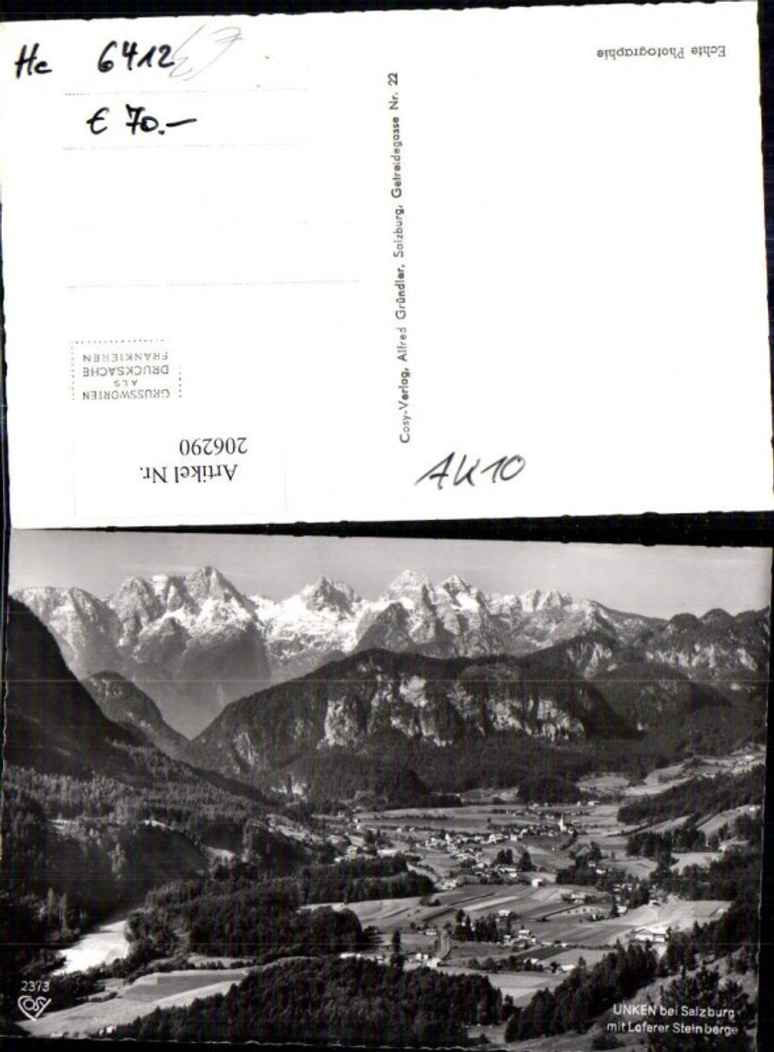 206290,Foto Ak Unken b. Salzburg m. Loferer Steinberge