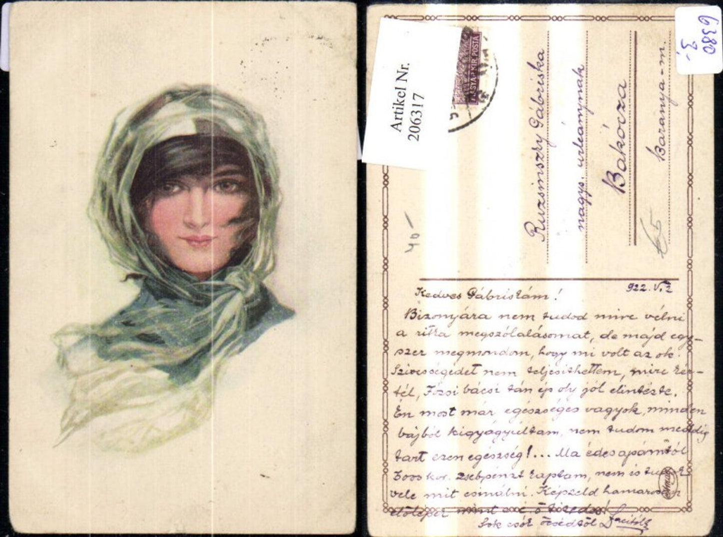 206317,Künstler Ak Knoefel Frau m. Kopftuch Glamour