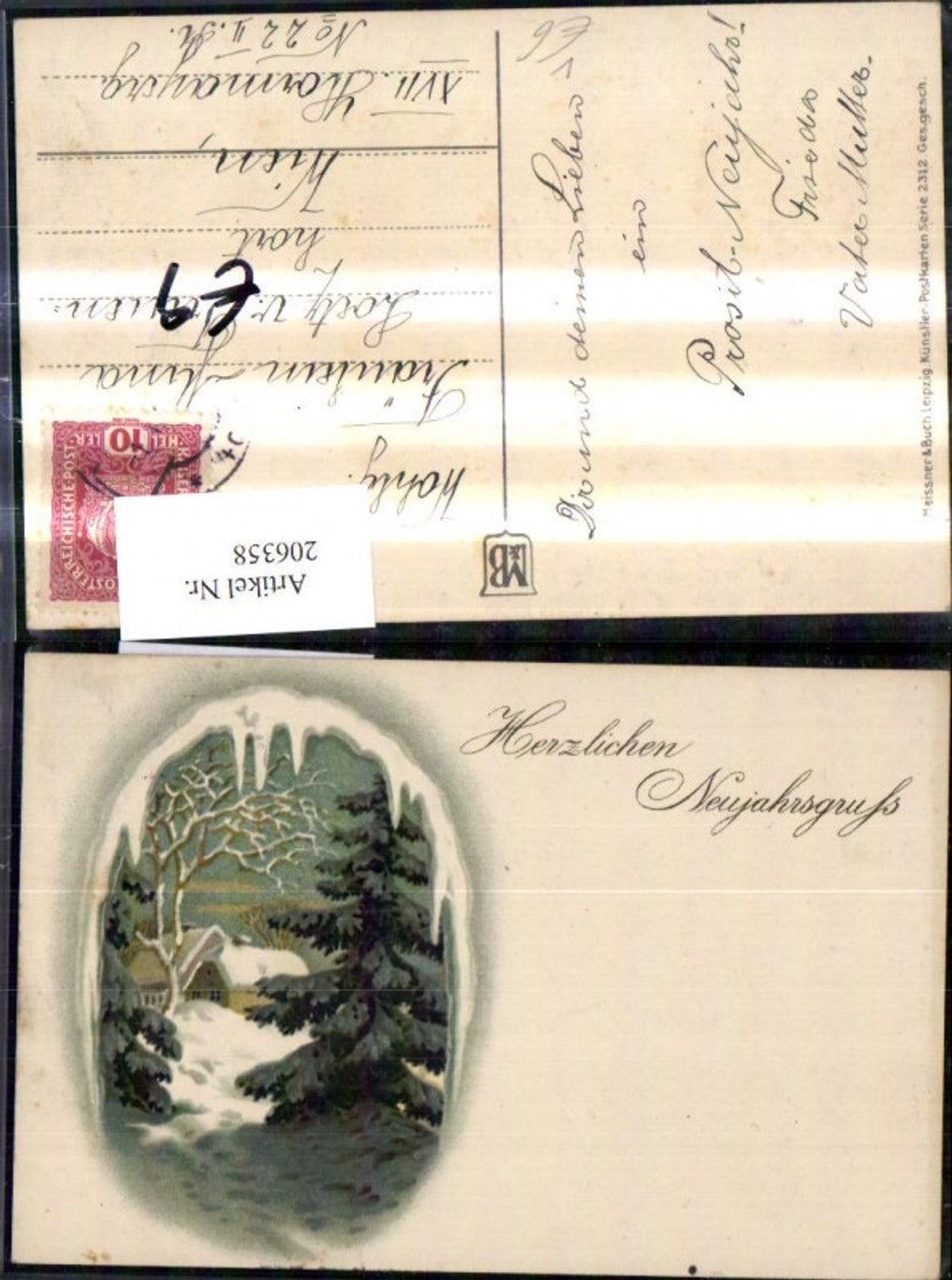 206358,Künstler Ak Meissner & Buch 2312 Winterlandschaft Neujahr