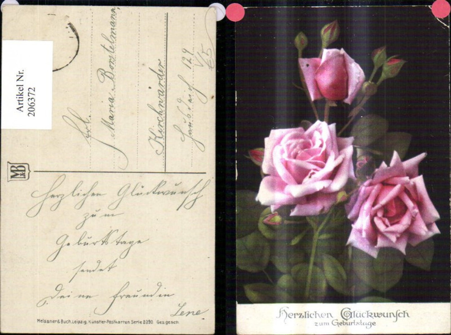 206372,Künstler Ak Meissner & Buch 2390 Rosen Blumen Geburtstag