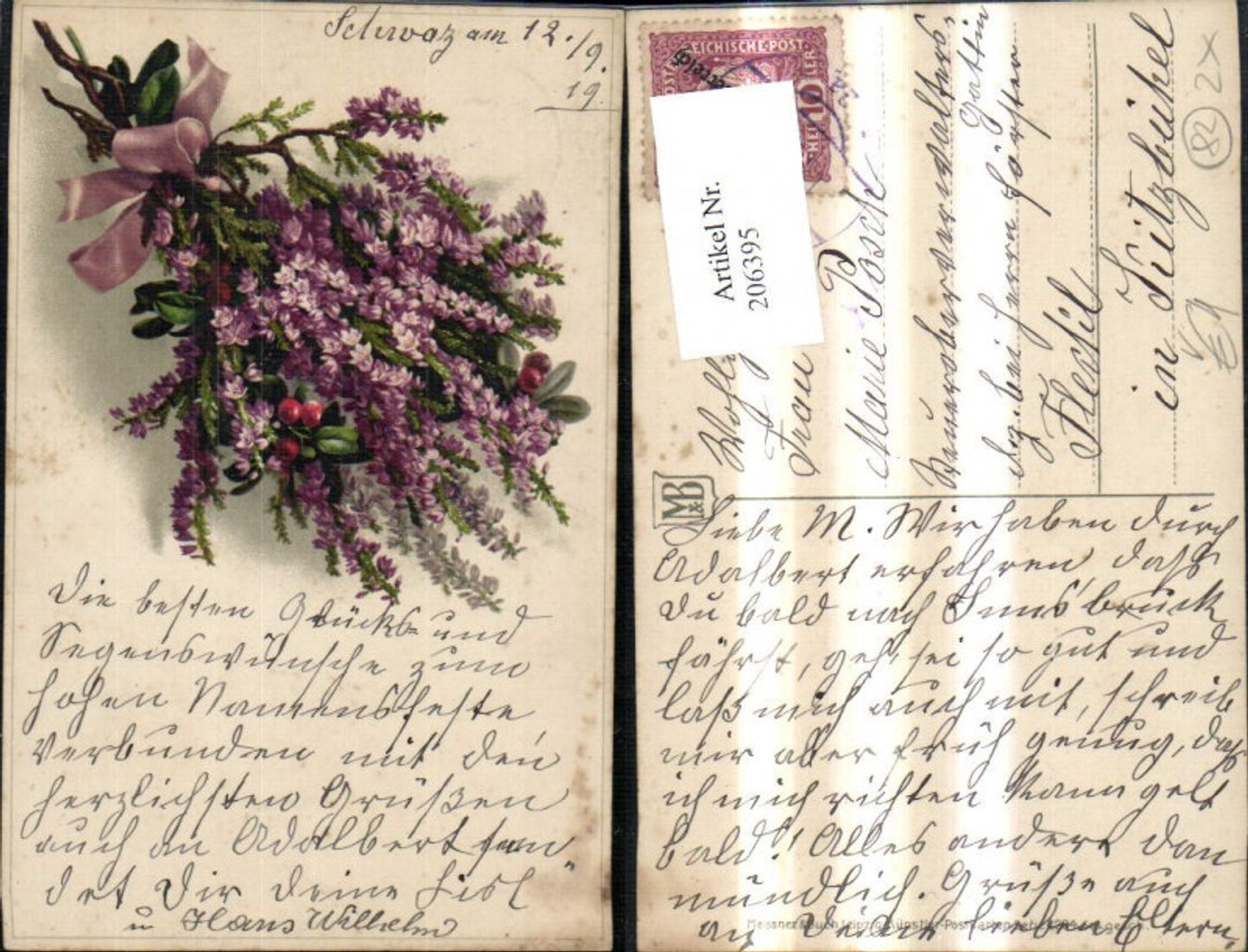 206395,Künstler Ak Meissner & Buch 2294 Blumen Zweige Schleife Strauß