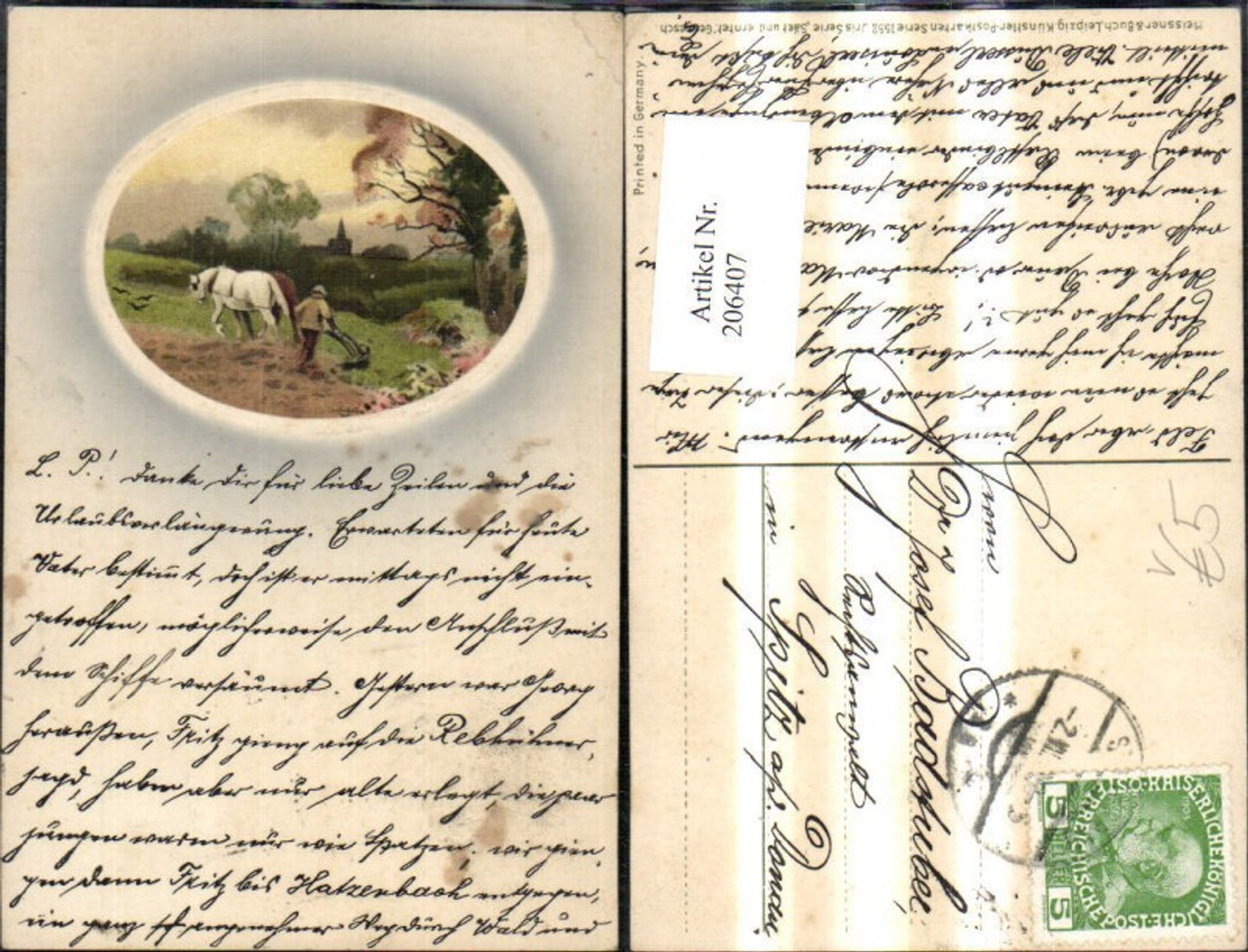 206407,Künstler Ak Meissner & Buch 1552 Säet u. erntet Präge Passepartout