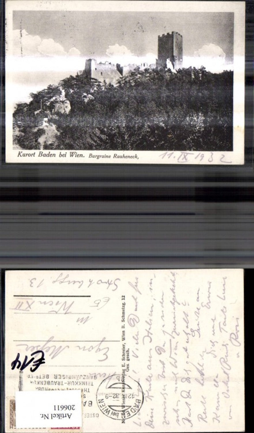 206611,Baden b. Wien Burgruine Rauheneck