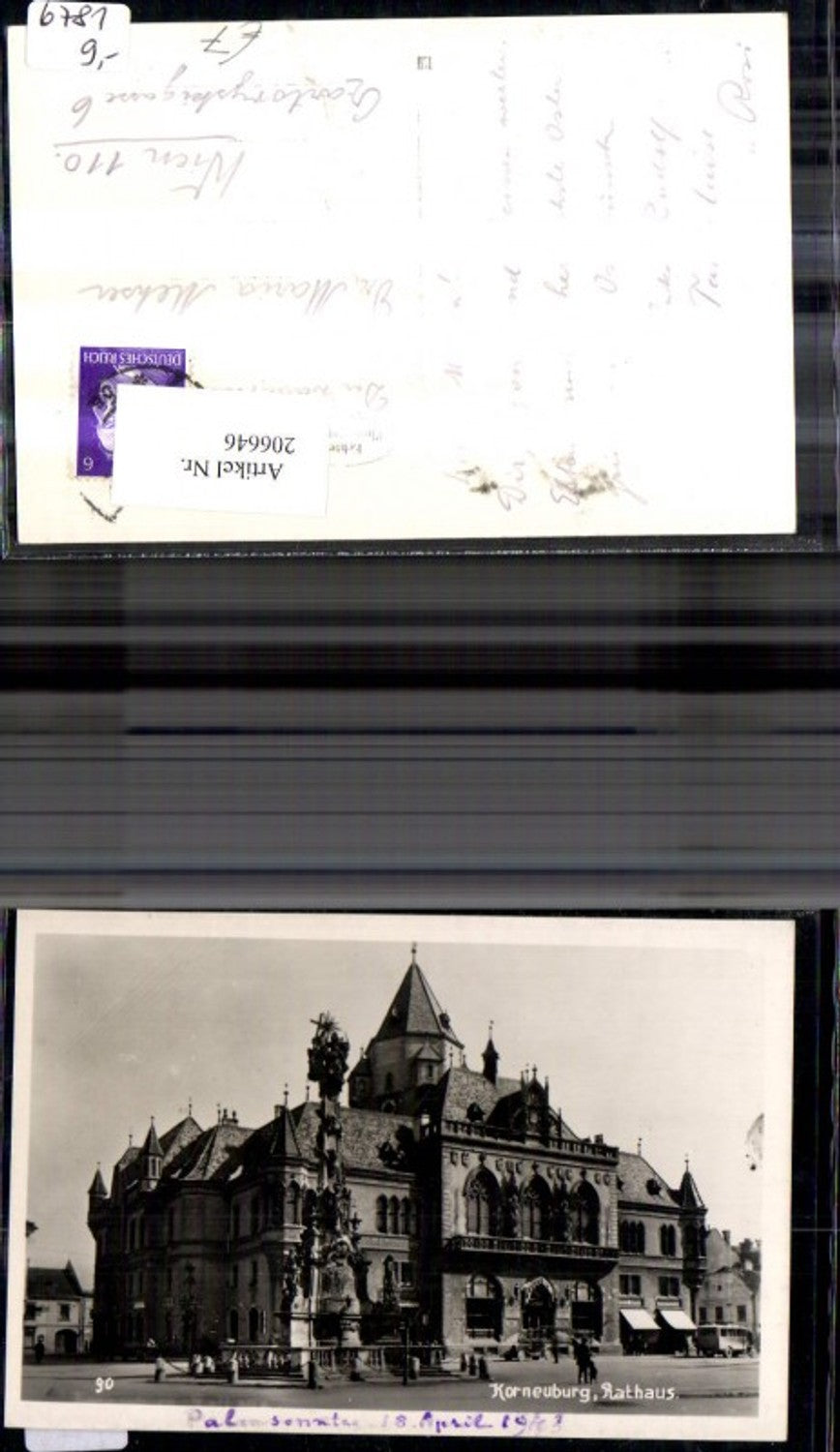 206646,Foto Ak Korneuburg Rathaus m. Automobil Autobus Personen