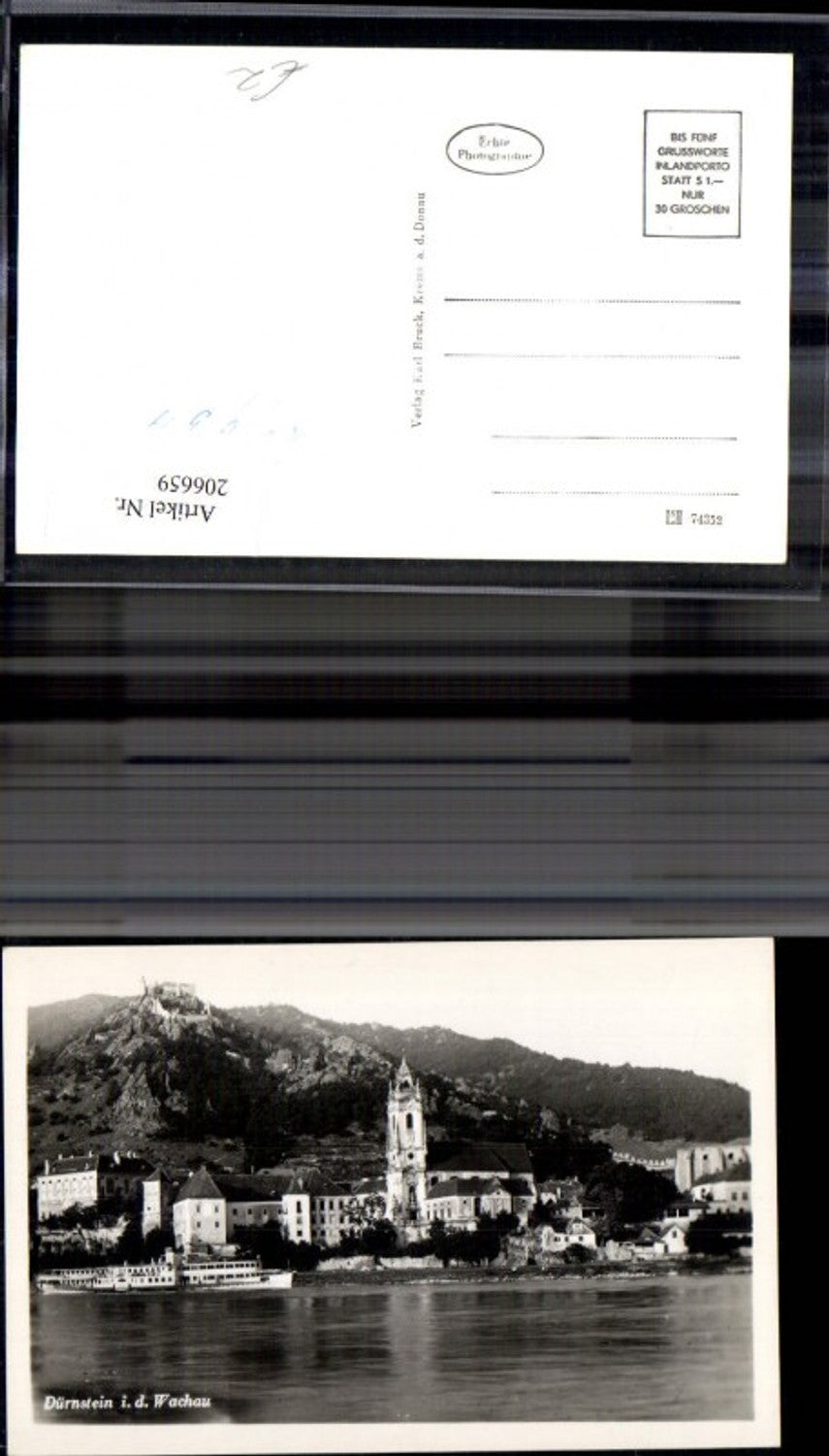 206659,Foto Ak Dürnstein i. d. Wachau Ansicht m. Schiff Dampfer