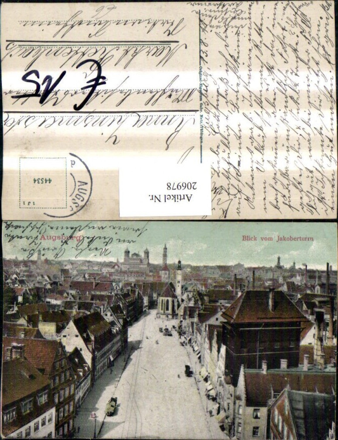 206978,Augsburg Teilansicht Blick v. Jakoberturm Straßenansichtt