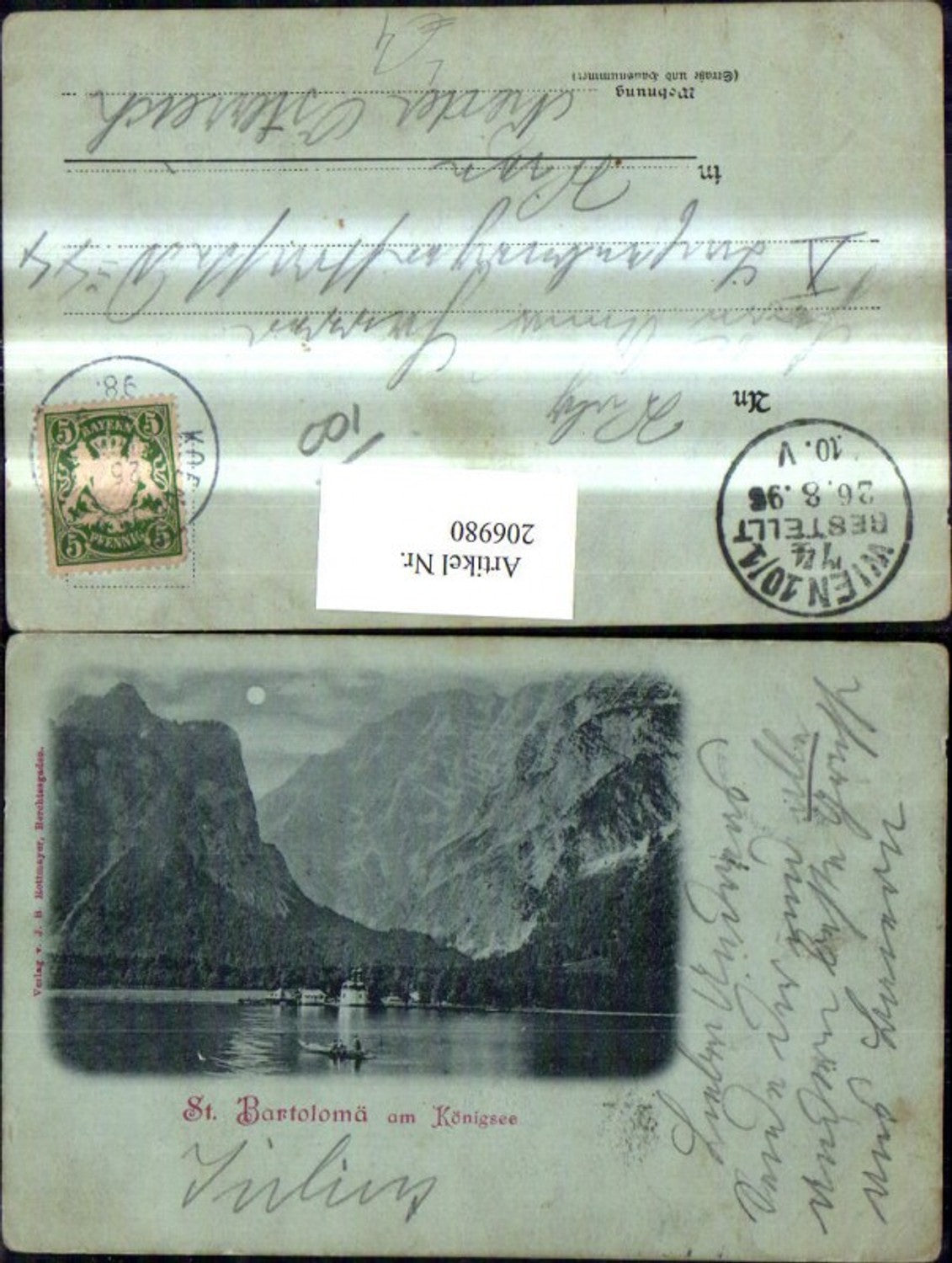 206980,Mond Litho AK St. Bartolomä am Königsee See