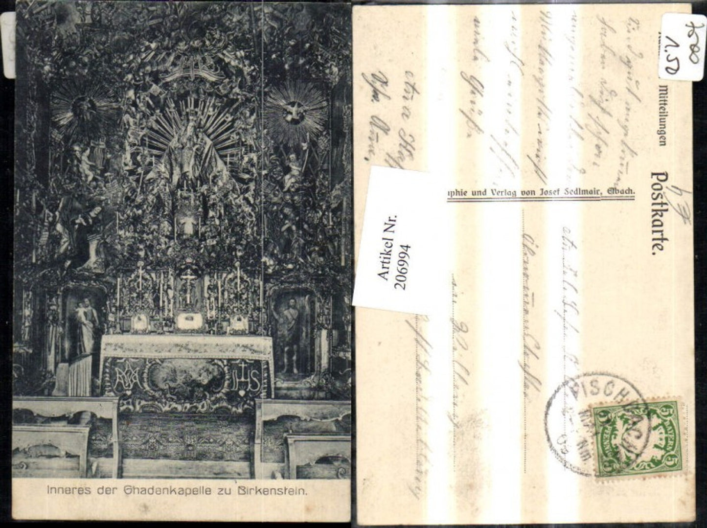 206994,Innenansicht d. Gnadenkapelle Kapelle zu Birkenstein Altar Hochaltar