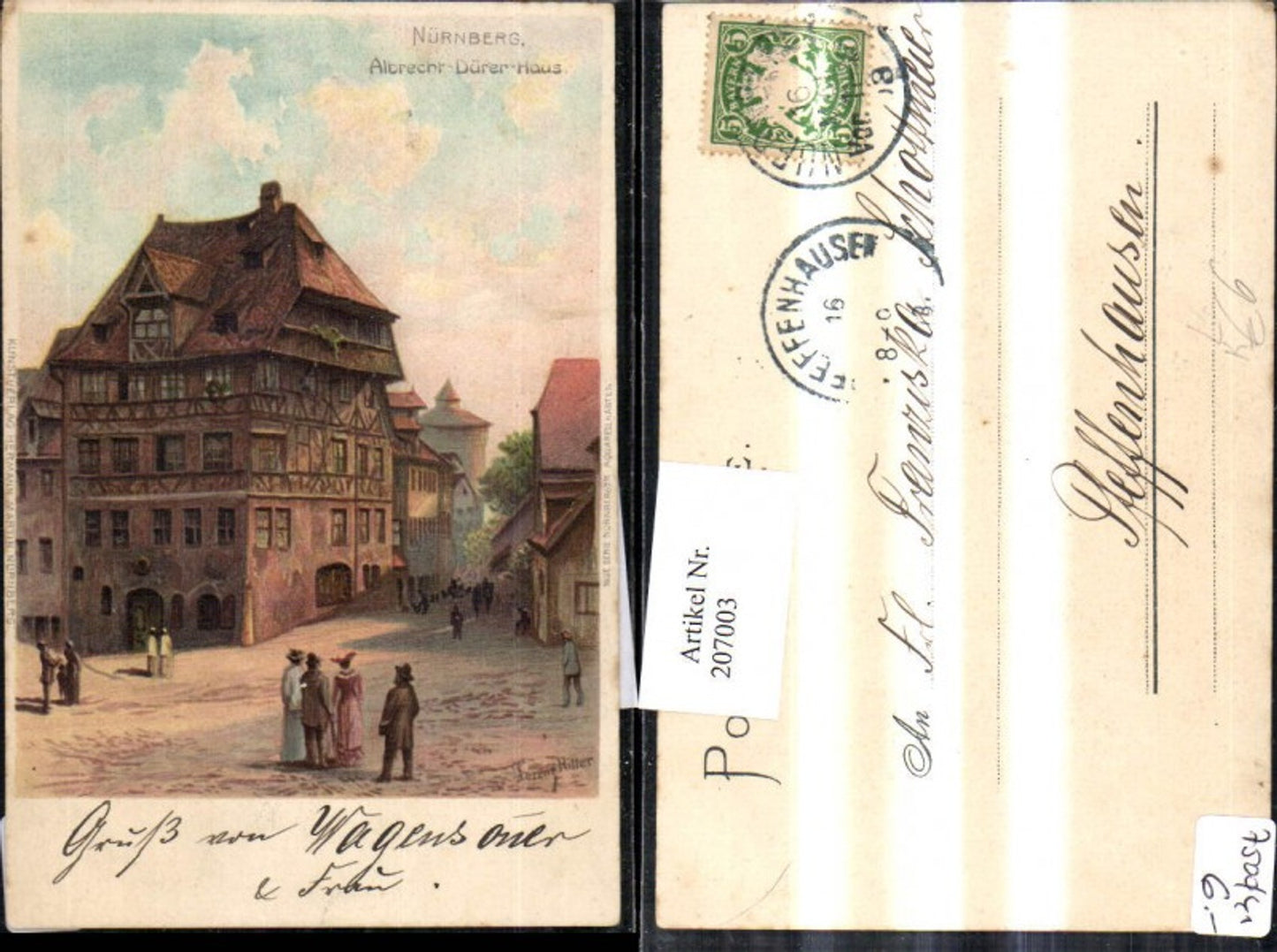 207003,Künstler Litho AK Lorenz Ritter Nürnberg Albrecht-Dürer-Haus Straßenansicht
