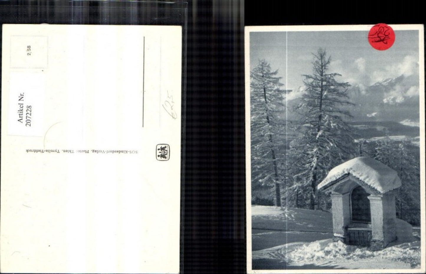 207228,SOS Kinderdorf 2/58 Winterlandschaft m. Kapelle Marterl