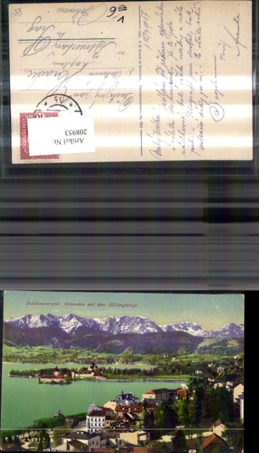 208953,Gmunden m. d. Hölllengebirge Salzkammergut pub F. E. Brandt 930