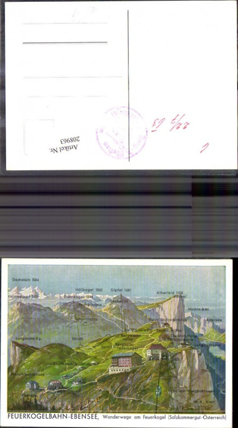 208963,Feuerkogelbahn Ebensee Wanderwege a. Feuerkogel Lagekarte Salzkammergut Seilbahn