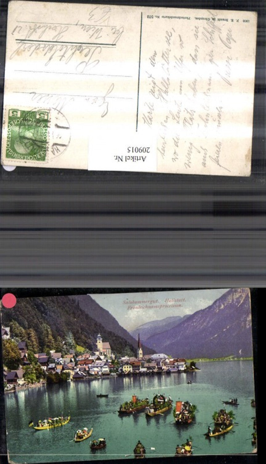 209015,Salzkammergut Hallstatt Teilansicht Fronleichnamsprocession Boote Ruderboote pub Brandt 573