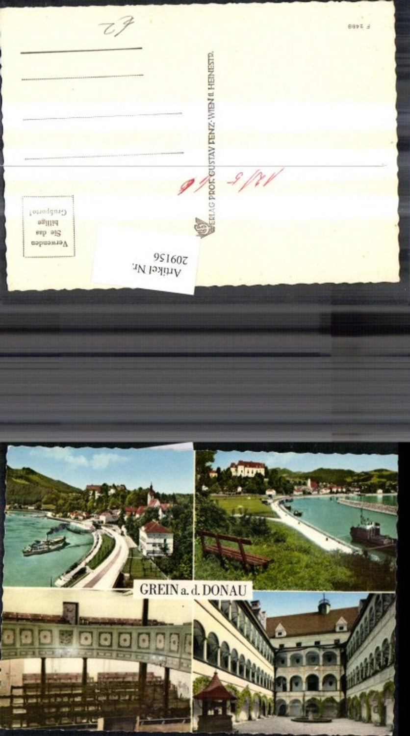 209156,Grein a. d. Donau Teilansicht Dampfer Burg Greinburg Mehrbildkarte