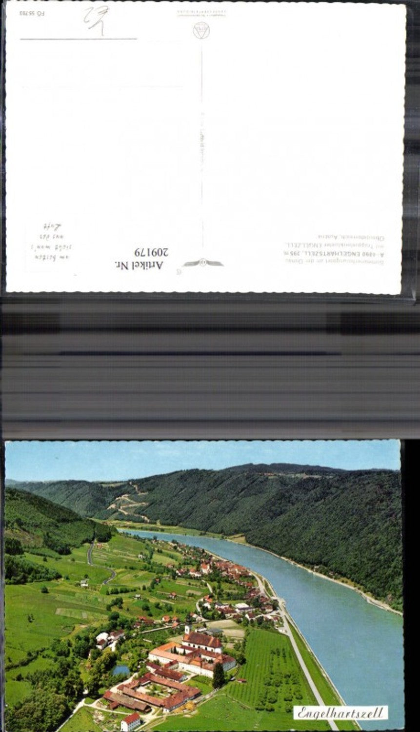 209179, Engelhartszell Total with Trappist Monastery Engelzell pub Alpine aerial photograph 55793