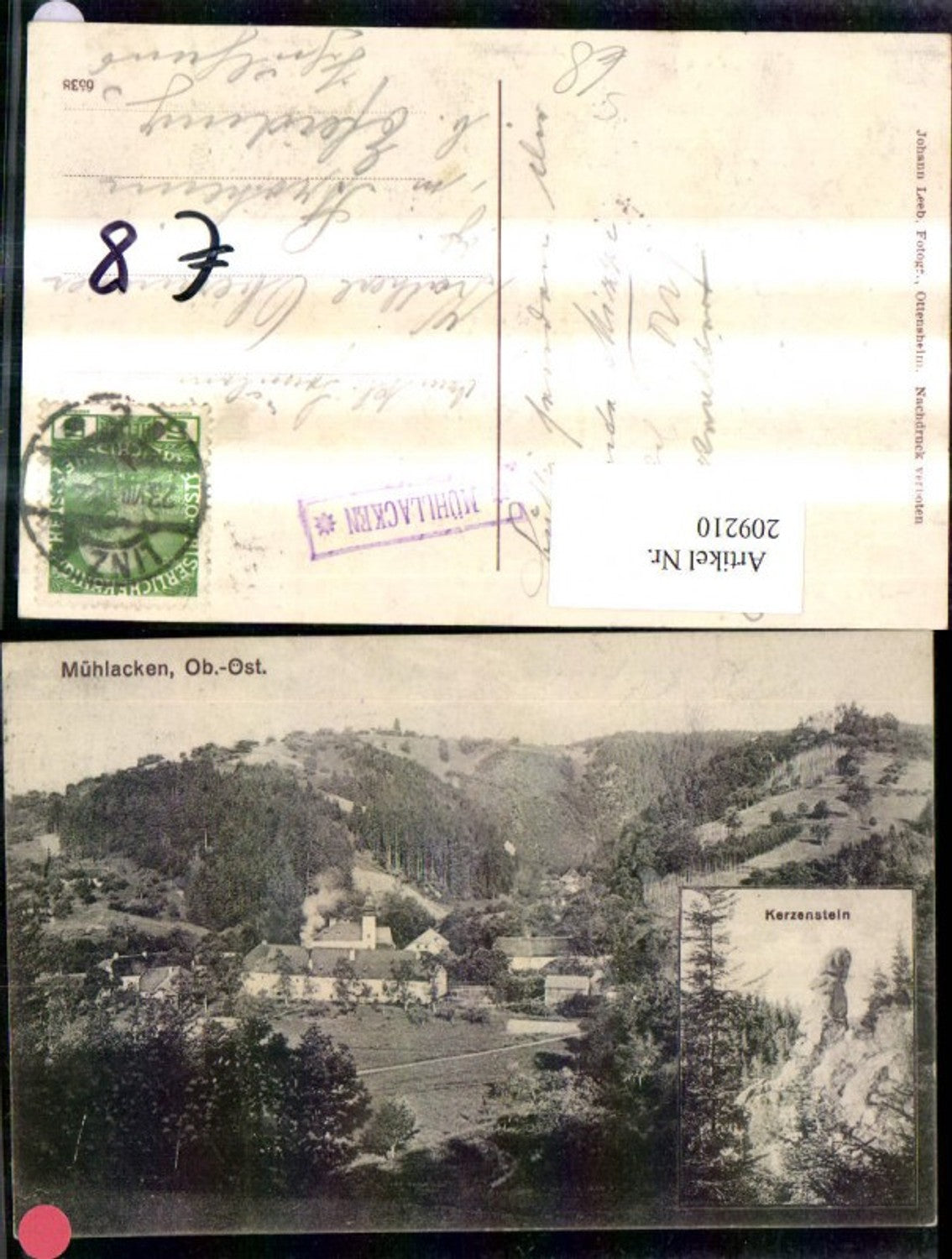 209210,Mühlacken Teilansicht Kerzenstein Mehrbildkarte Postablage Mühllacken Stempel