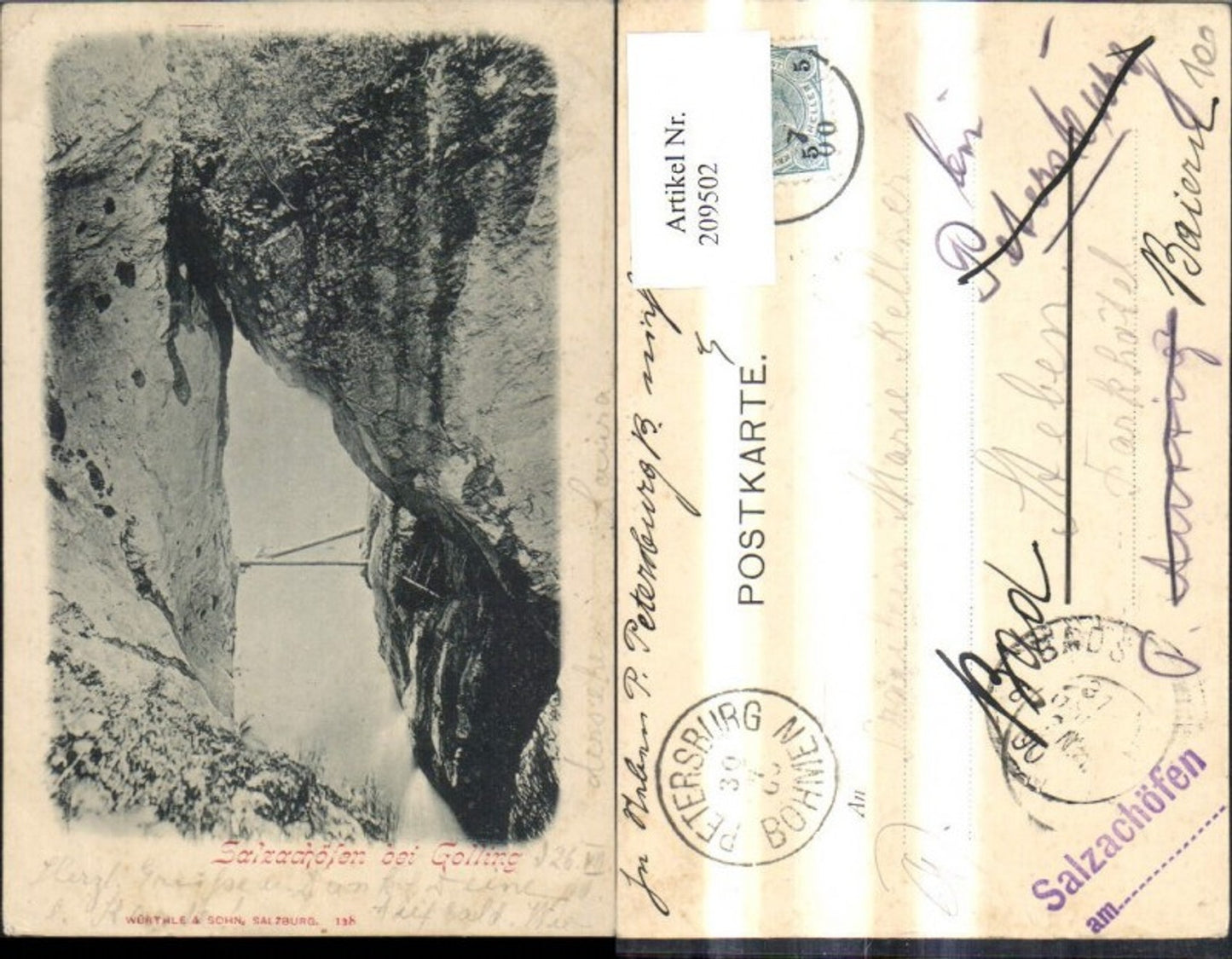 209502,Salzachöfen b. Golling Schlucht Felsen