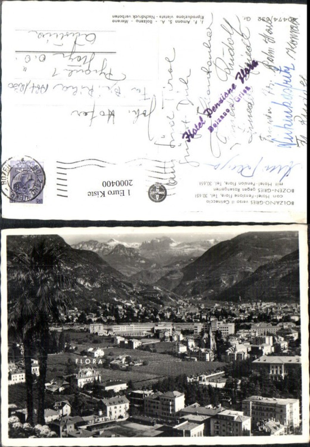 2000400,Bozen-Gries geg. Rosengarten m. Hotel Pension Flora Totale