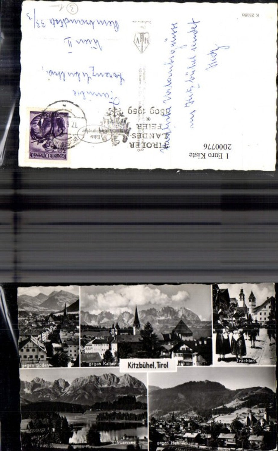 2000776,Kitzbühel Totale geg. Kaiser geg. Süden geg. Hahnenkamm Schwarzsee See Trachten Tracht Mehrbildkarte
