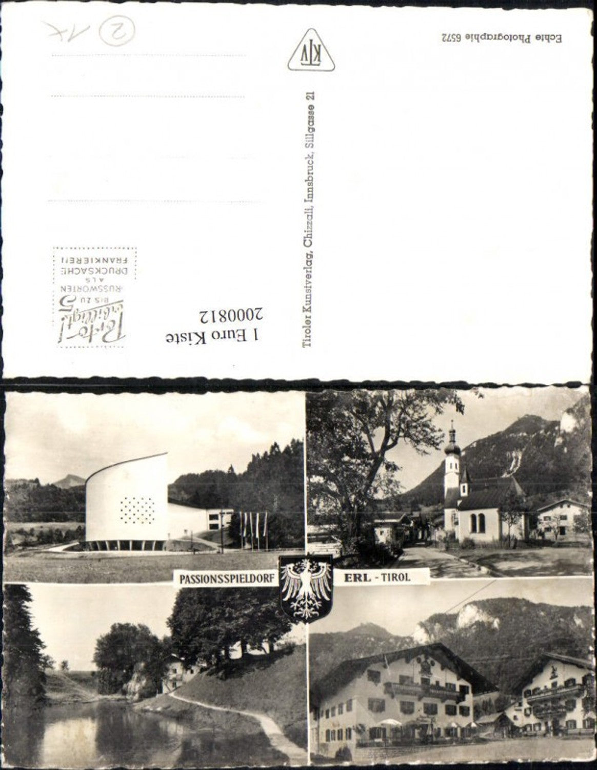 2000812,Passionsspieldorf Erl i. Tirol Straßenansicht Kirche Gasthaus Partie Gebäude Mehrbildkarte