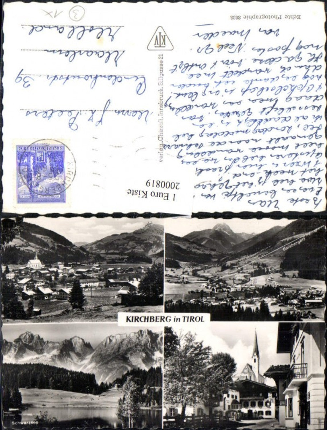 2000819,Kirchberg i. Tirol Totale Straßenansicht Kirche Schwarzsee Mehrbildkart