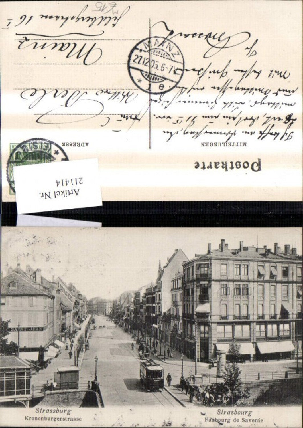 211414,Straßburg Strasbourg Strassburg Kronenburgerstrasse Faubourg de Saverne Strassenbahn