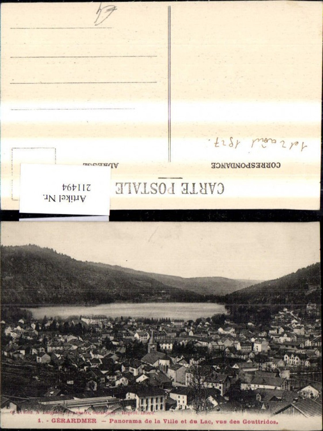 211494,Gerardmer Panorama de la Ville et du Lac vus des Gouttridos