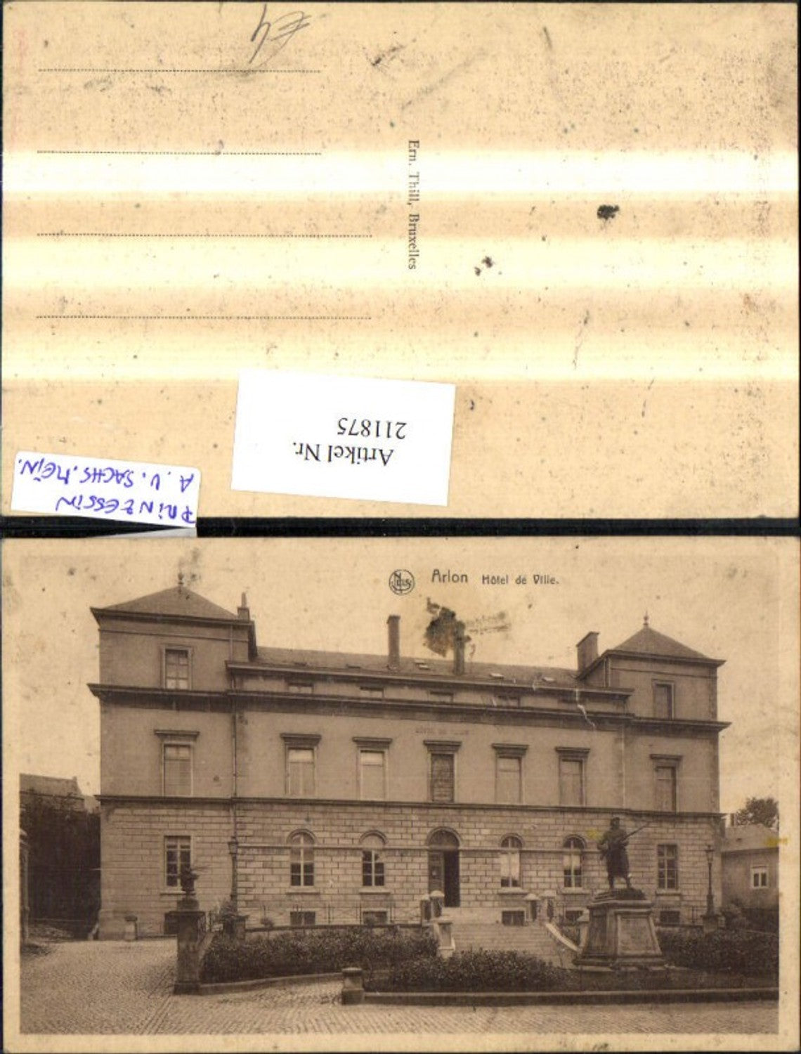 211875, Arlon Hotel de Ville with monument