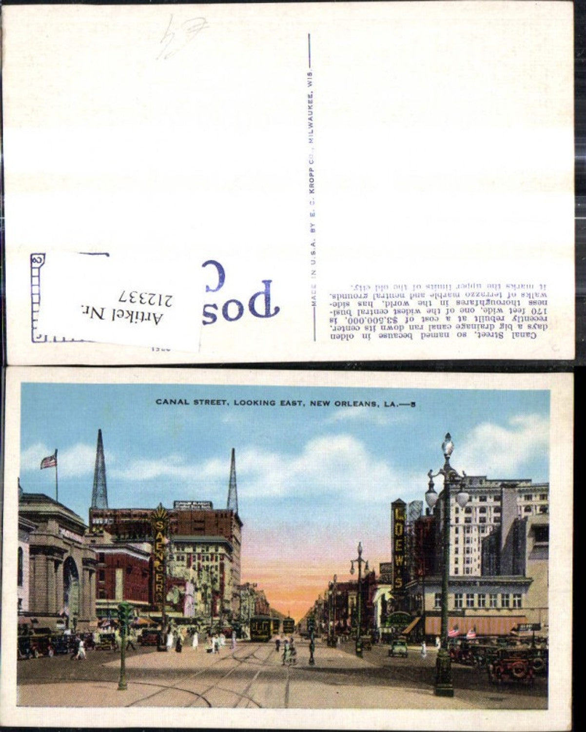 212337,Louisiana New Orleans Canal Street Looking East Strassenbahn