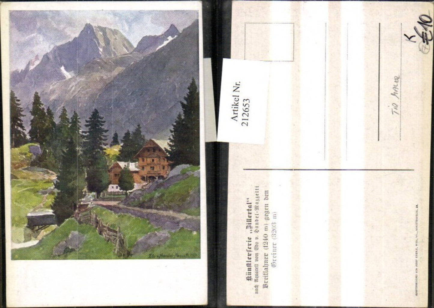 212653,Künstler AK Edo v. Handel-Mazzetti Zillertal Breitlahner geg. d. Greiner
