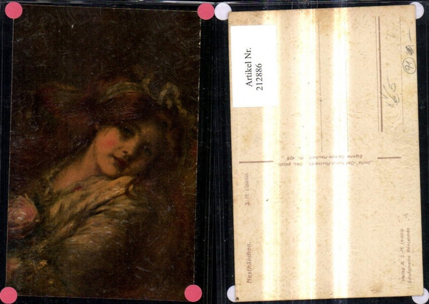 212886,A.S.M. Imita Ölgemälde Imitations Karte 406 S. M. Lipsius Nesthäkchen