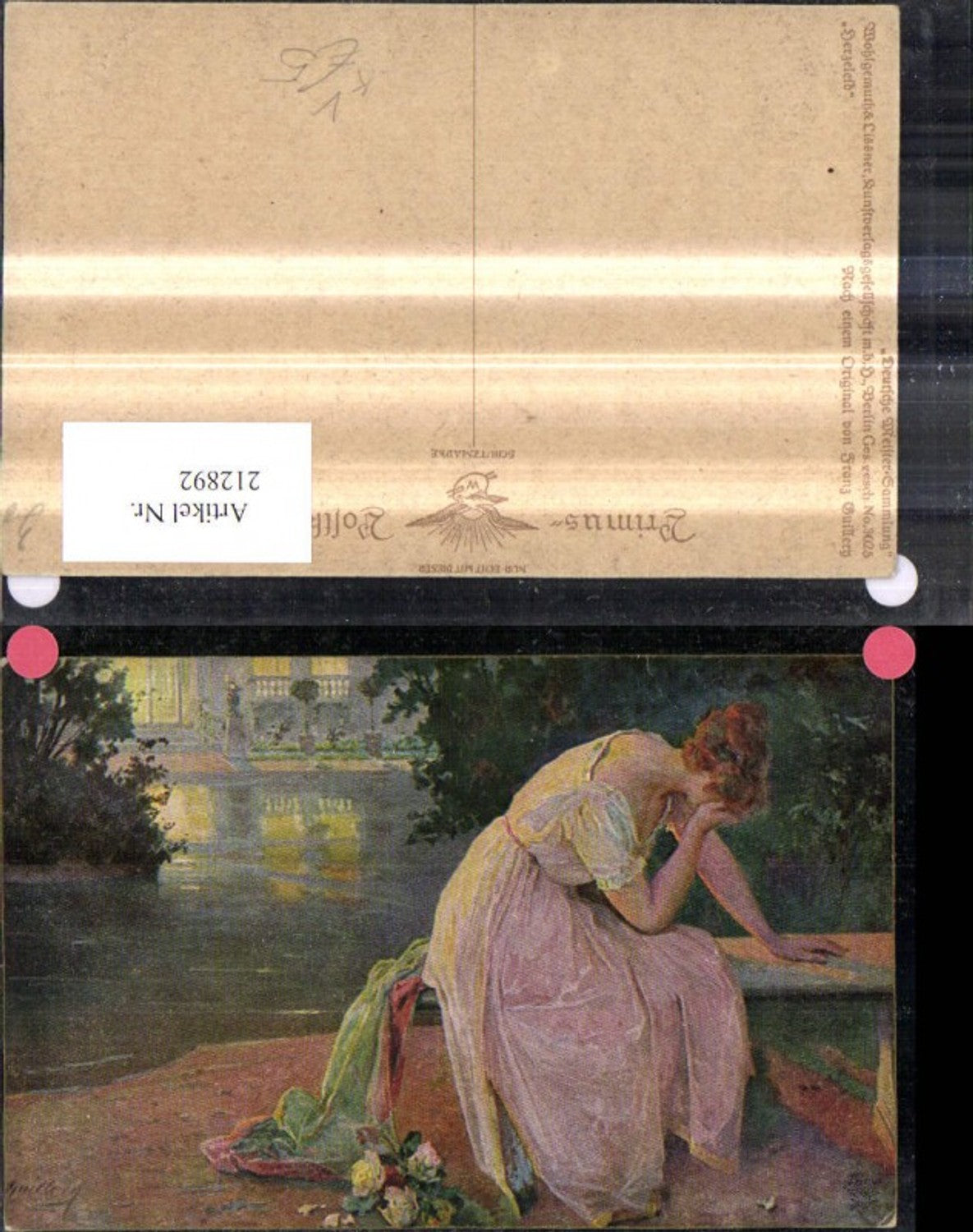 212892,Primus Ak 3025 Franz Guillern Herzeleid Frau sitzt weinend a. Bank