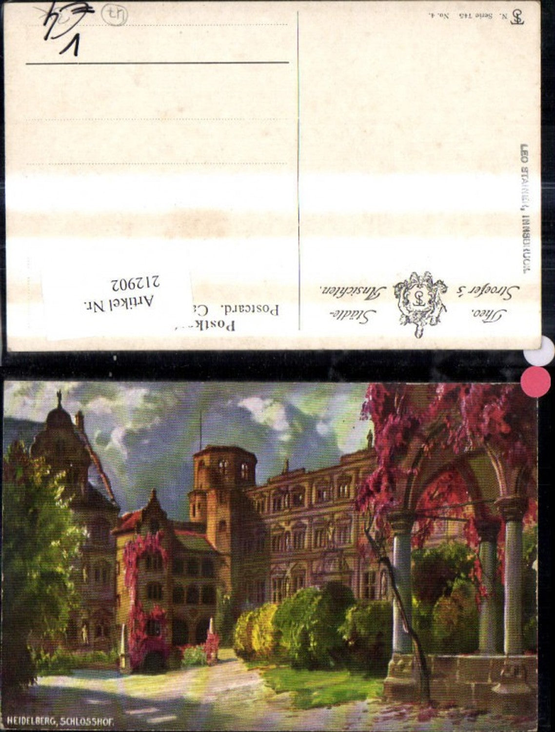 212902,Theo Stroefer Verlag 745/4 Heidelberg Schlosshof