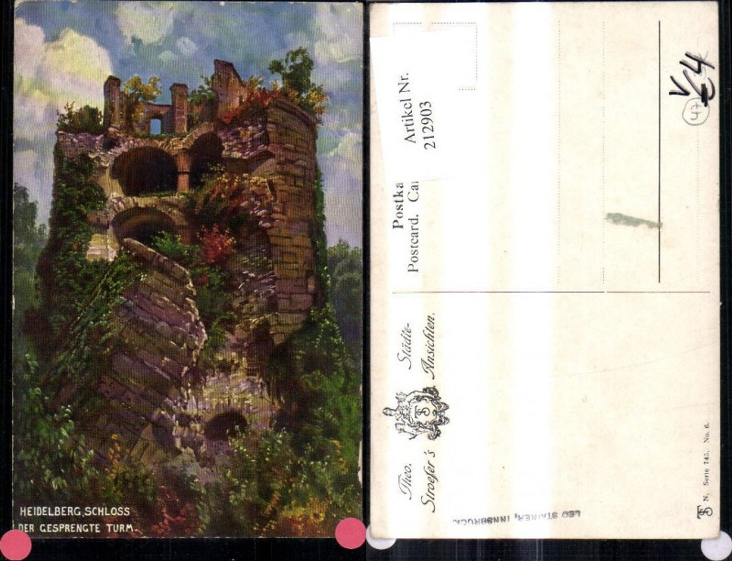 212903,Theo Stroefer Verlag 745/6 Heidelberg Schloss Der gesprengte Turm