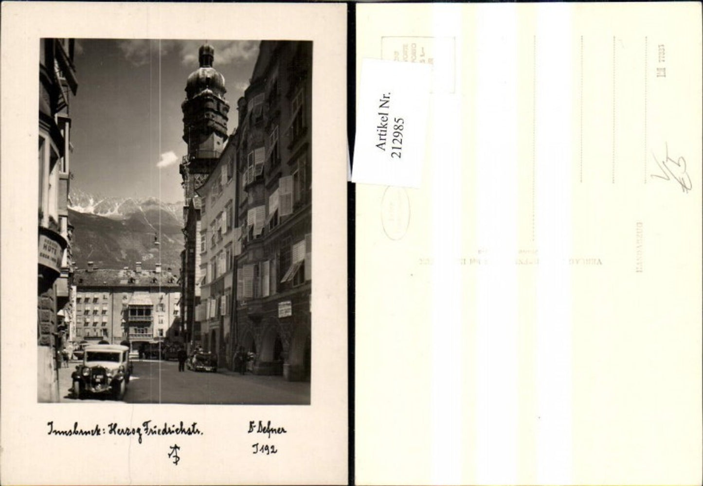 212985,Dr. Defner I 192 Innsbruck Herzog Friedrichstrasse Automobil Goldenes Dachl
