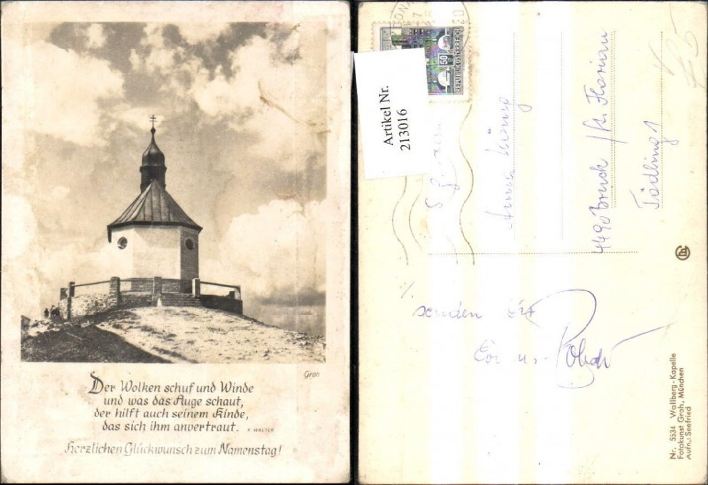 213016,Fotokunst Groh 5534 Wahllberg Kapelle Namenstag Spruch Text