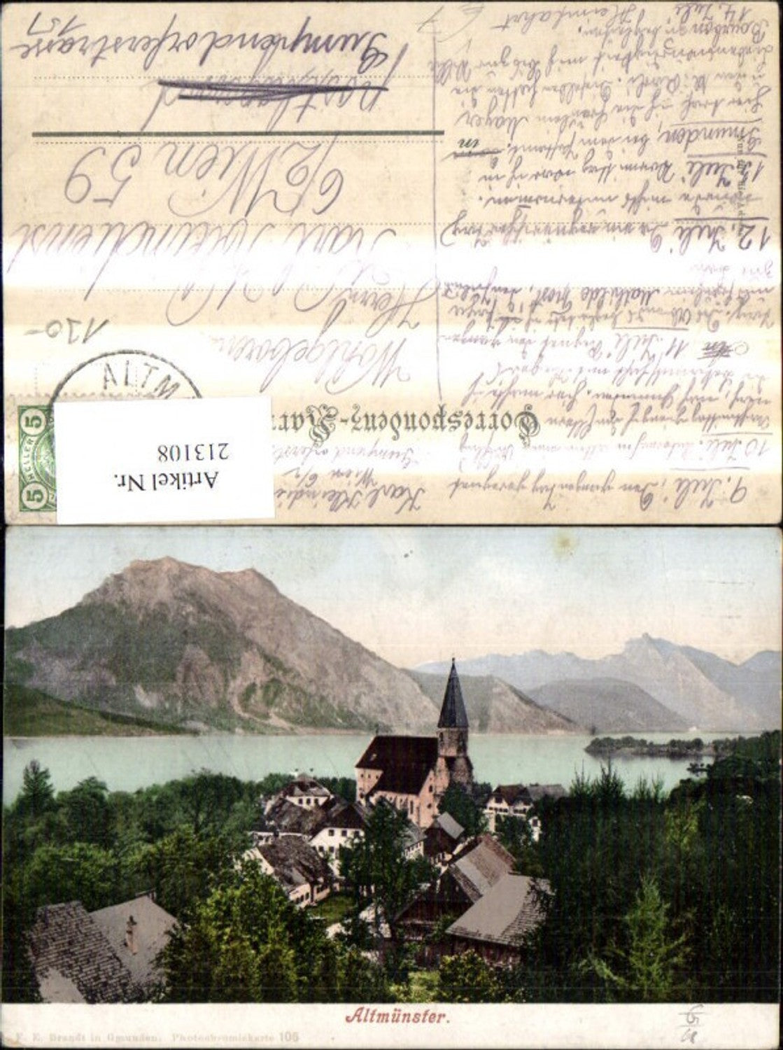 213108,Altmünster Ansicht m. Kirche pub F. E. Brandt 105