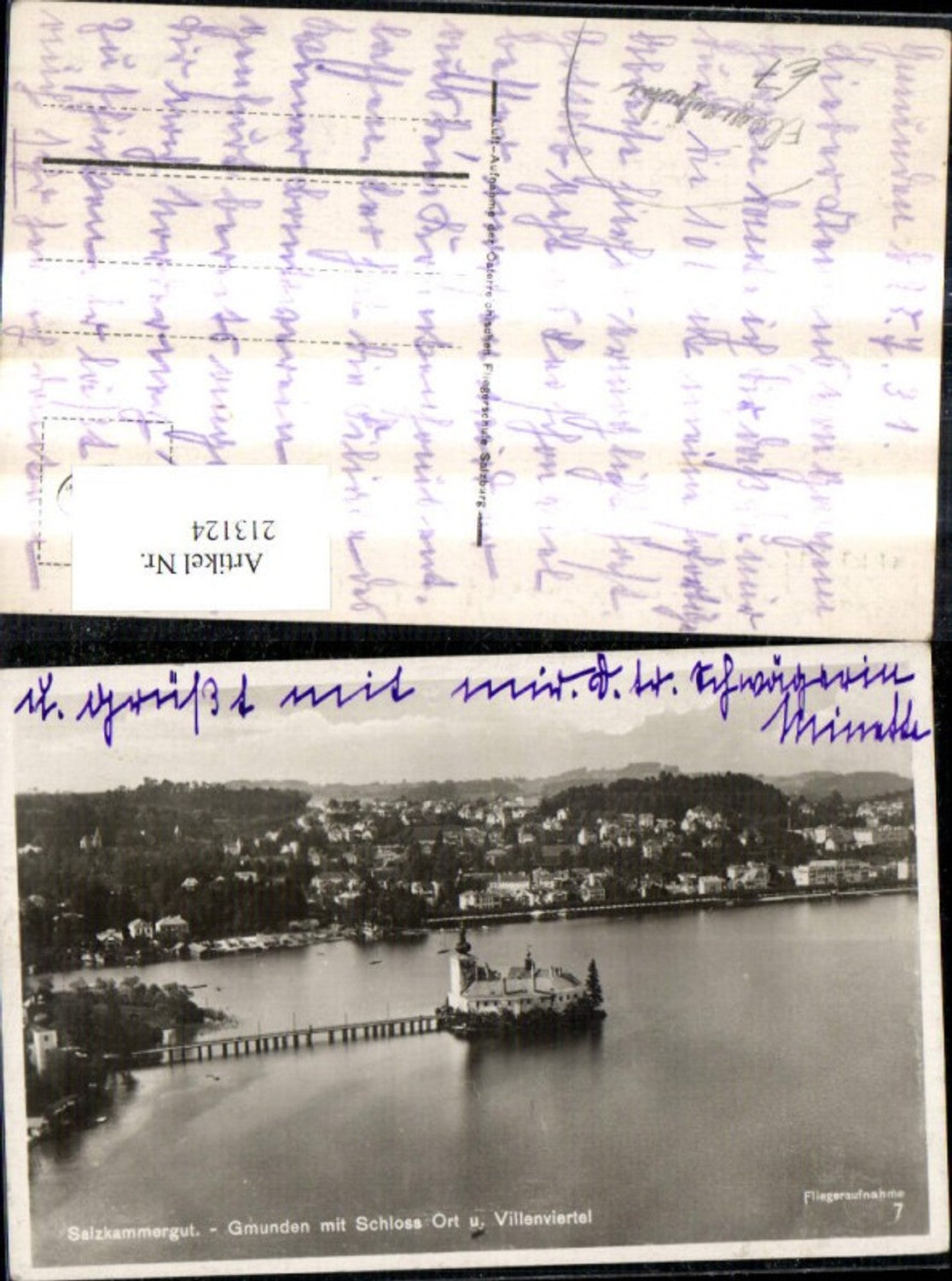 213124,Gmunden m. Schloss Ort u. Villenviertel Salzkammergut Fliegeraufnahme 7