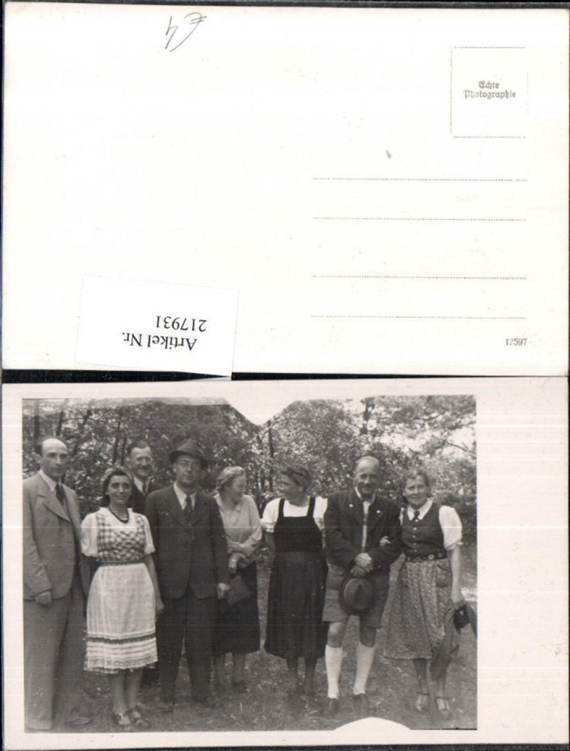 217931,Foto AK Frauen in Tracht Männer m. Hüten Gruppenfoto