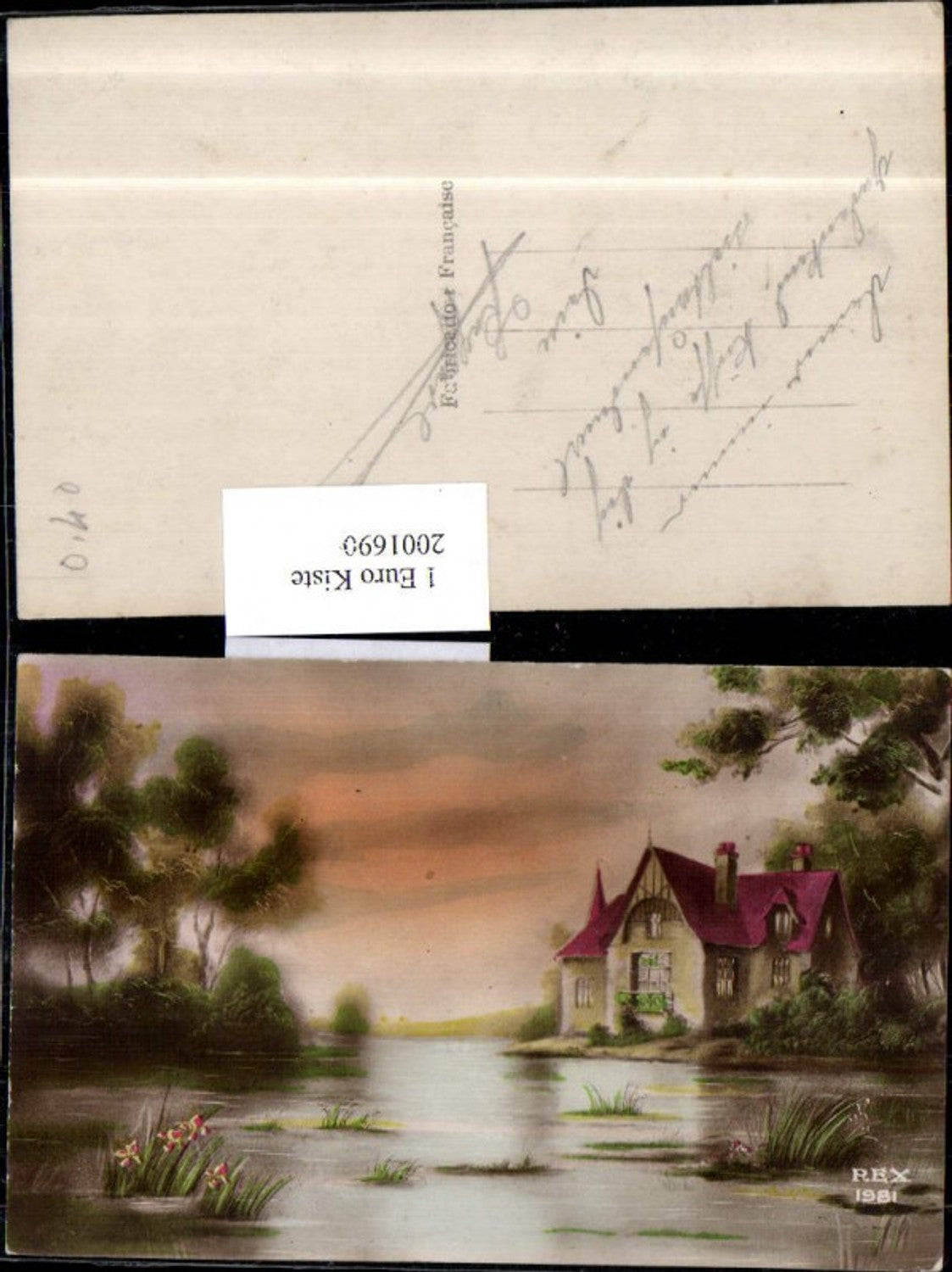 2001690,Künstler AK Landschaft Hausansicht Fluss