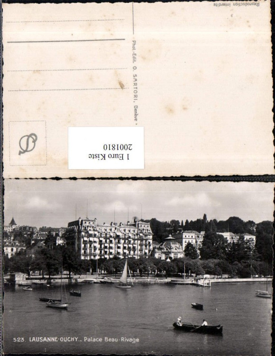 2001810,Lausanne Ouchy Palace Beau Rivage Ruderboot Boote