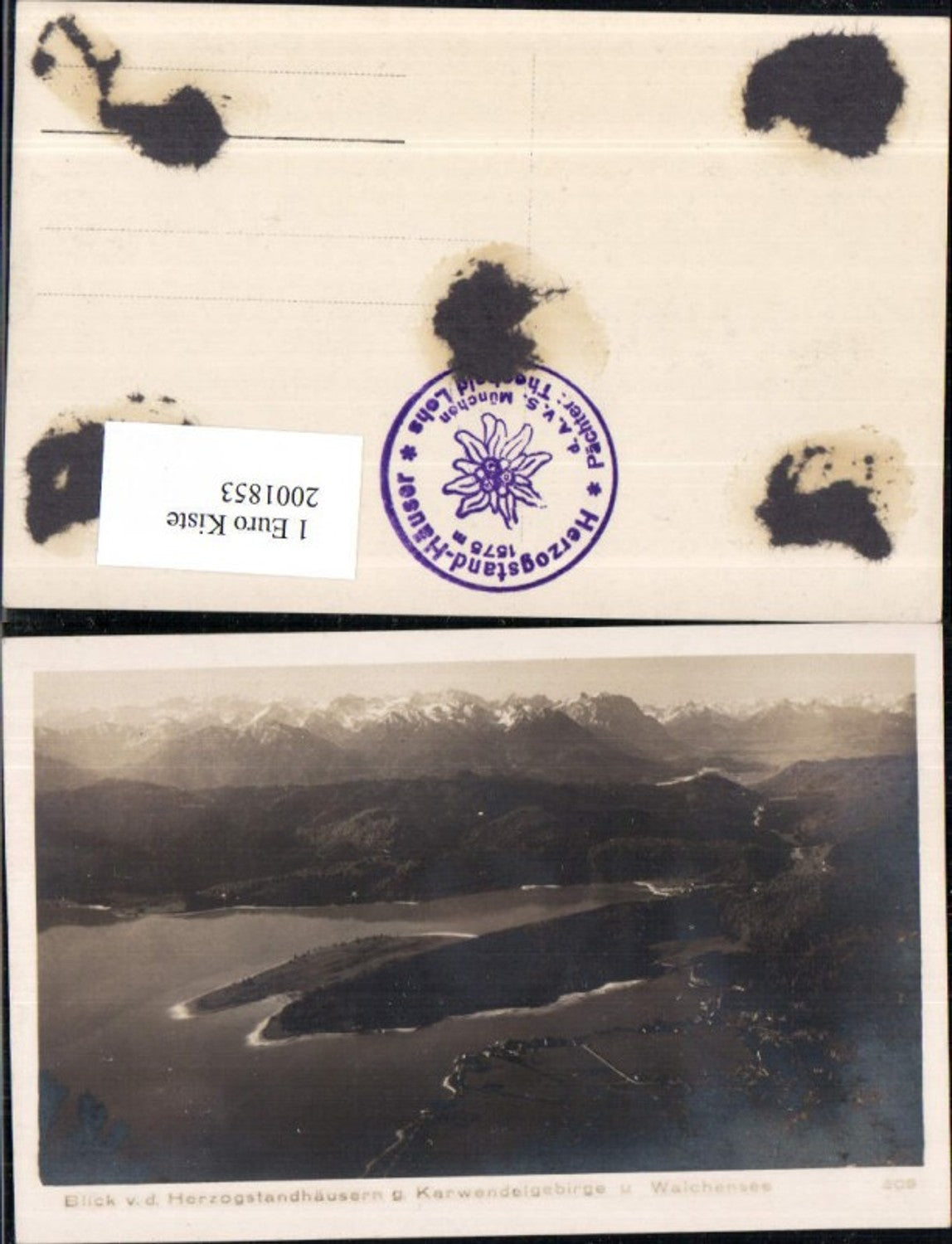 2001853,Blick v. d. Herzogstandhäusern geg. Karwendelgebirge u. Walchensee See