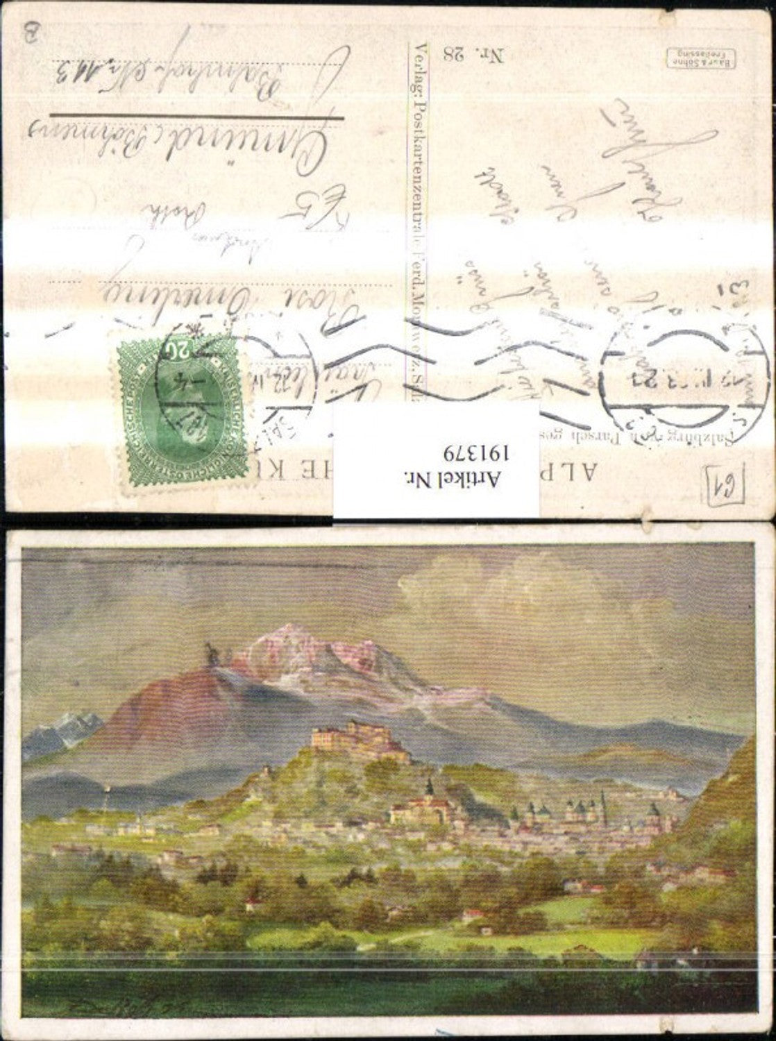 191379,Künstler AK Rath Salzburg Totale v. Parsch aus gesehen