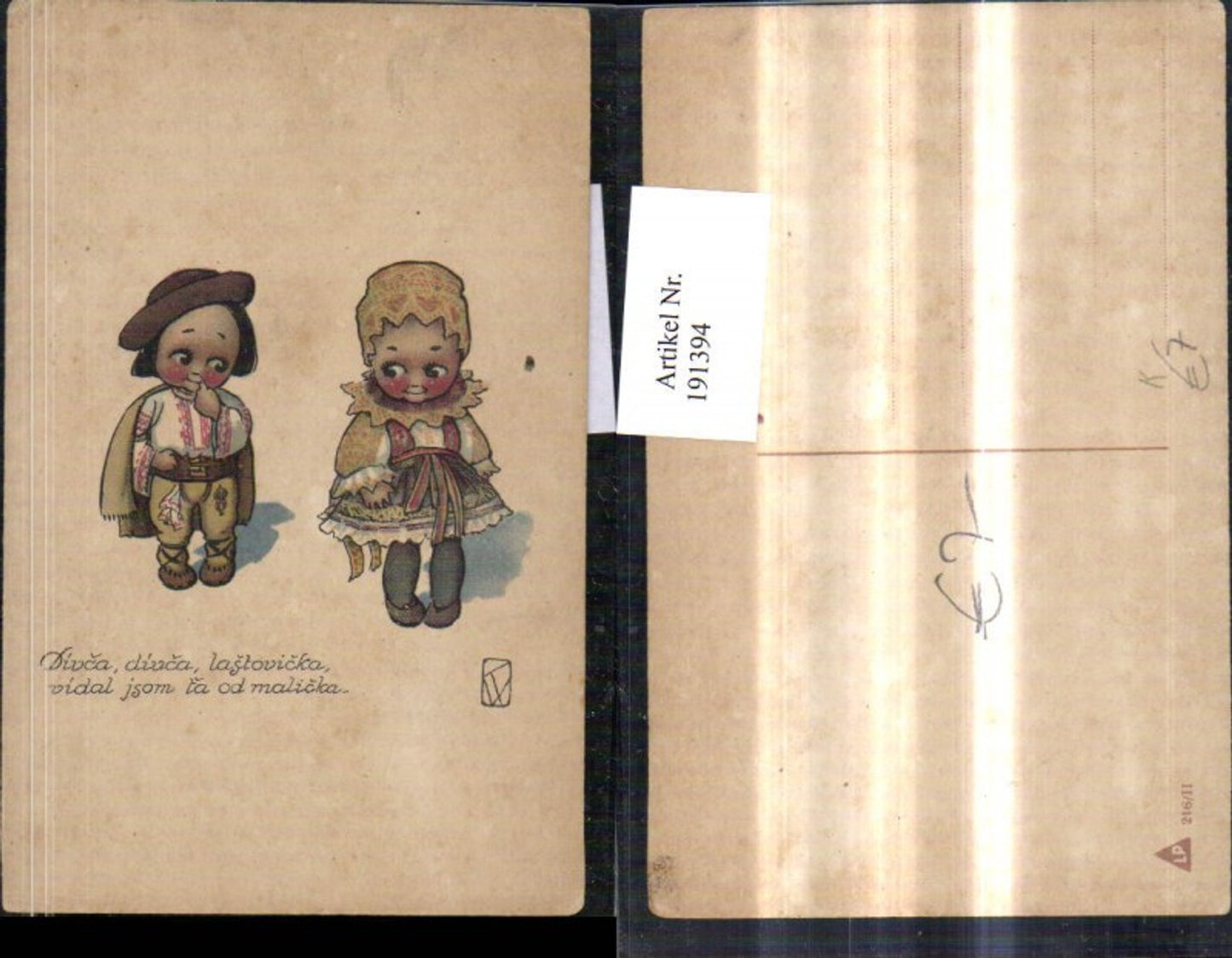191394,Künstler AK Kinder in Verkleidung Kostüm Kleid Hut Umhang